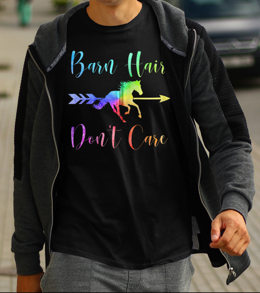Barn Hair Don't Care Rainbow Horse Arrow T-Shirt