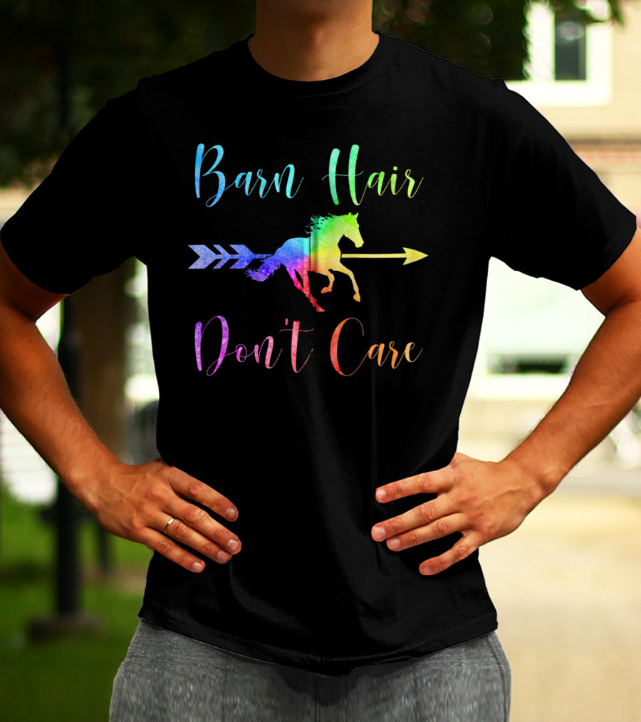 Barn Hair Don't Care Rainbow Horse Arrow T-Shirt