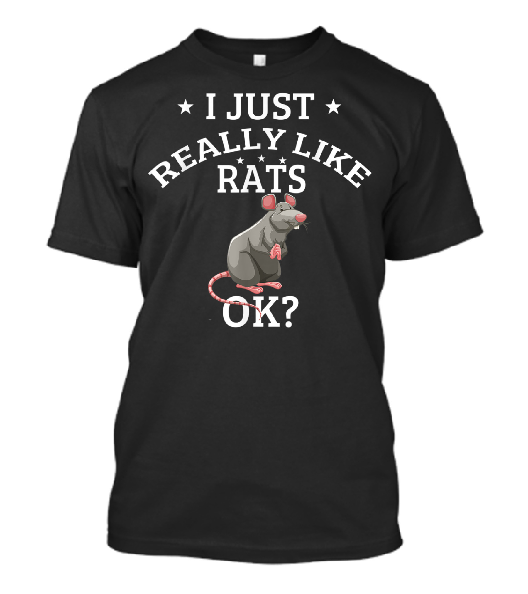 I Just Really Like Rats OK? Cute Rat Lovers Graphic With Stars And Cartoon Rat T-Shirt