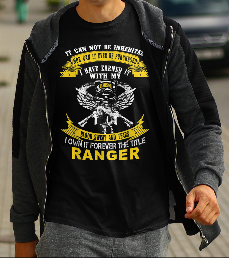 I Own It Forever The Title Ranger Blood Sweat And Tears Skull Wings T-Shirt