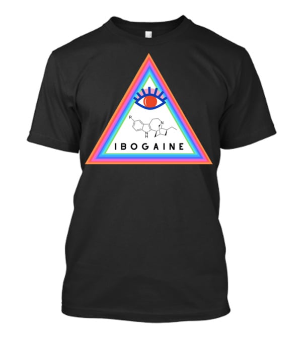 Ibogaine Molecular Structure Rainbow Triangle With Eye T-Shirt