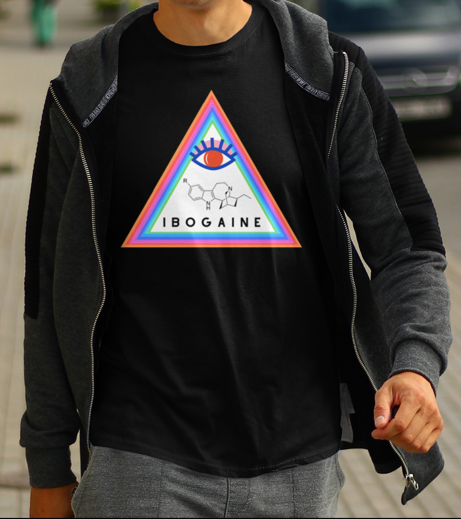 Ibogaine Molecular Structure Rainbow Triangle With Eye T-Shirt