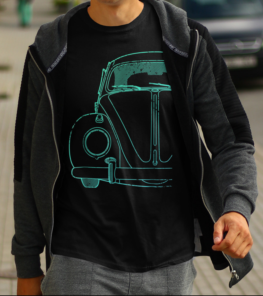 Roughed Modified Classic Beetle Front Sketch T-Shirt