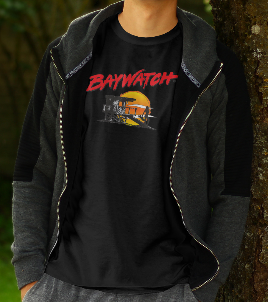 Baywatch Classic Bay And Tower Silhouette At Sunset T-Shirt
