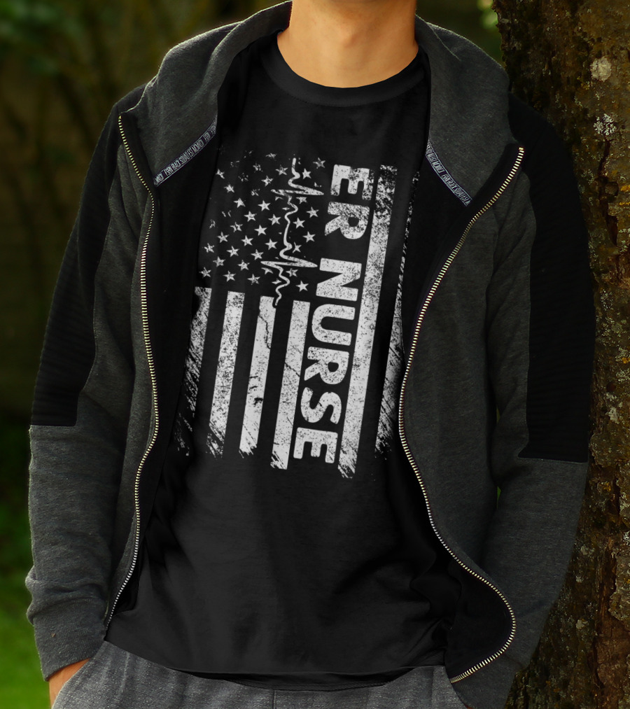 ER Nurse Classic Distressed Flag T-Shirt