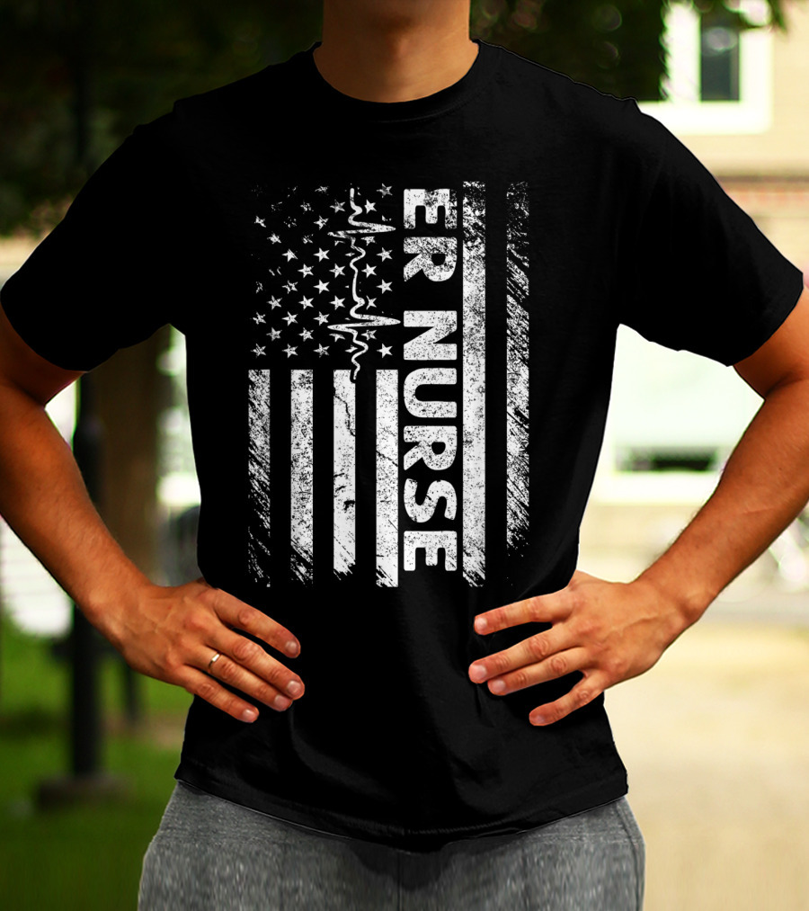 ER Nurse Classic Distressed Flag T-Shirt