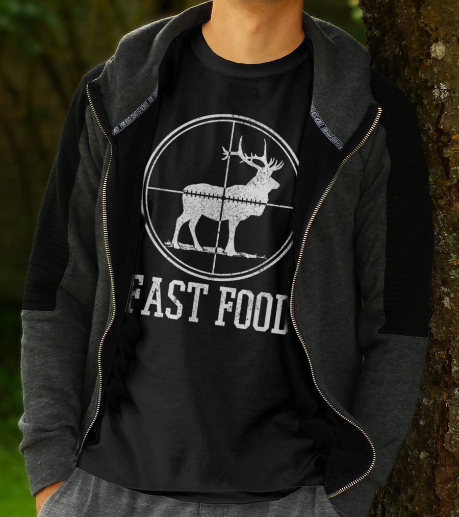 Fast Food Elk Hunting Funny Deer Hunter T-Shirt