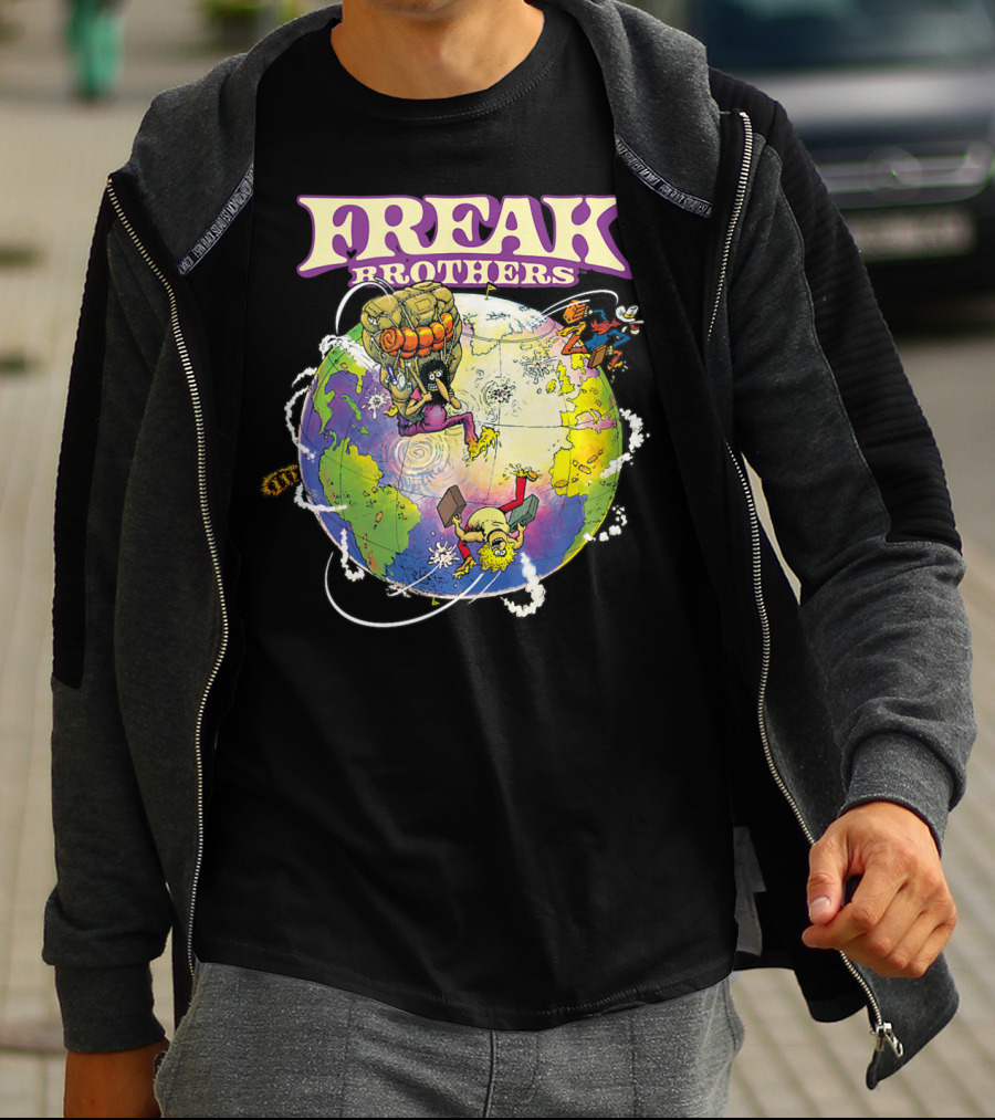 Freak Brothers World Adventures With Cartoon Characters T-Shirt