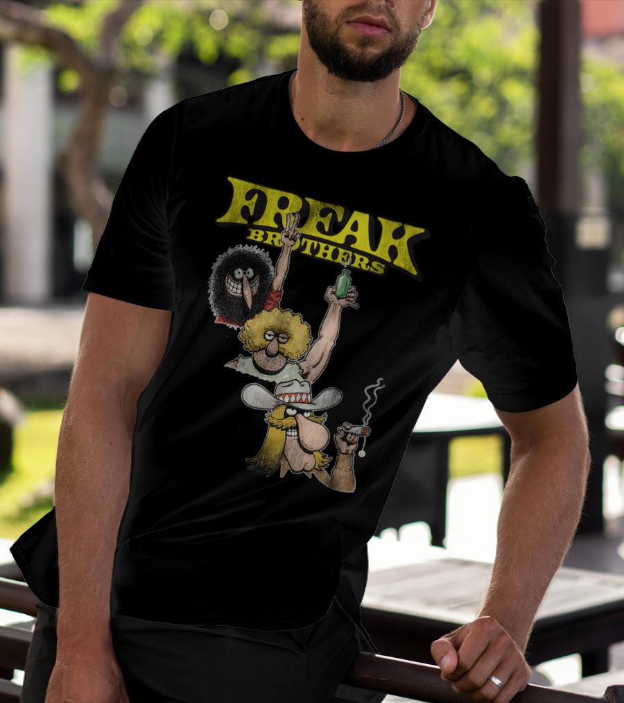 Freak Brothers Three Freaks Peace Cigar And Bottle T-Shirt
