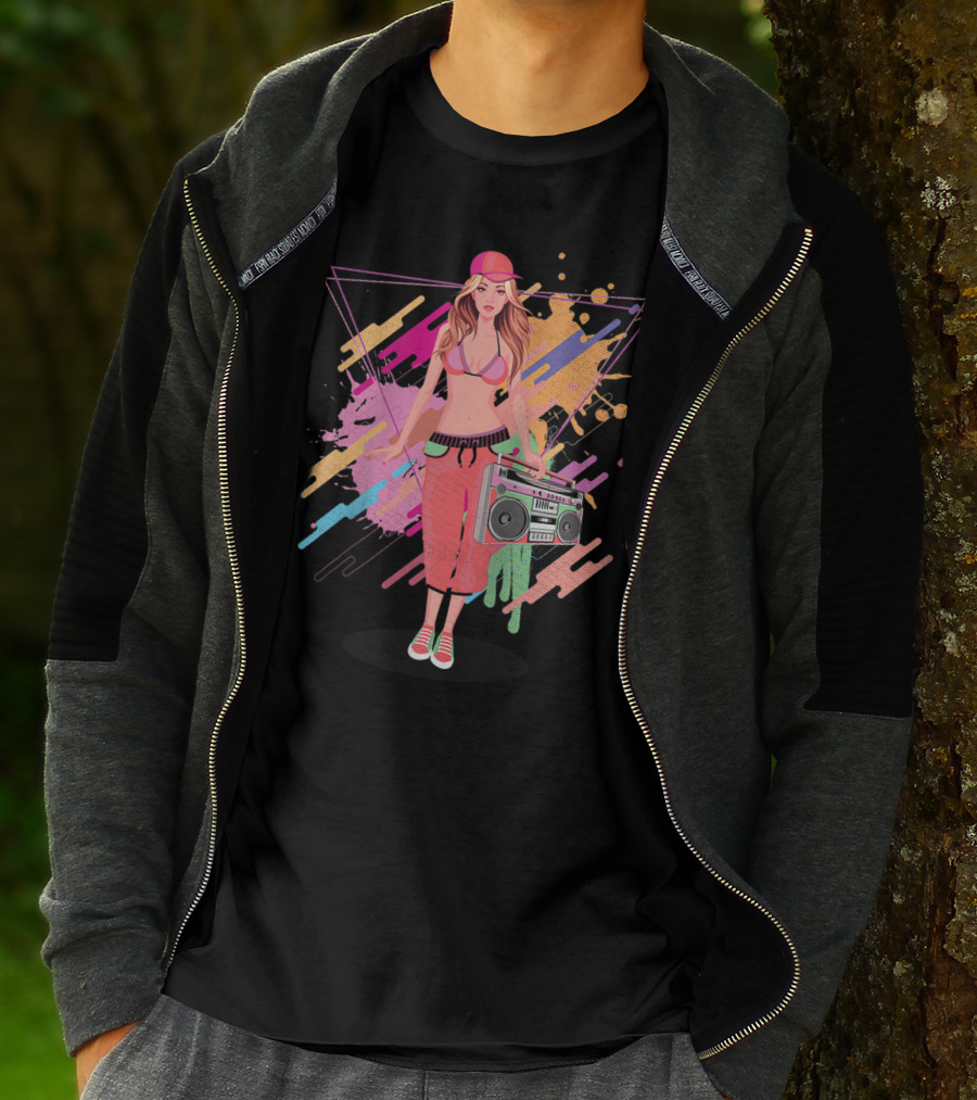 Freestyle Music Street Hip Hop Crew Boombox Girl T-Shirt