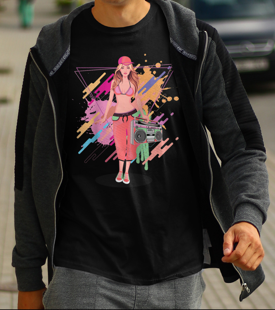 Freestyle Music Street Hip Hop Crew Boombox Girl T-Shirt