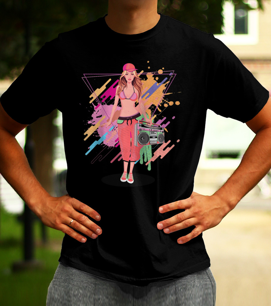 Freestyle Music Street Hip Hop Crew Boombox Girl T-Shirt