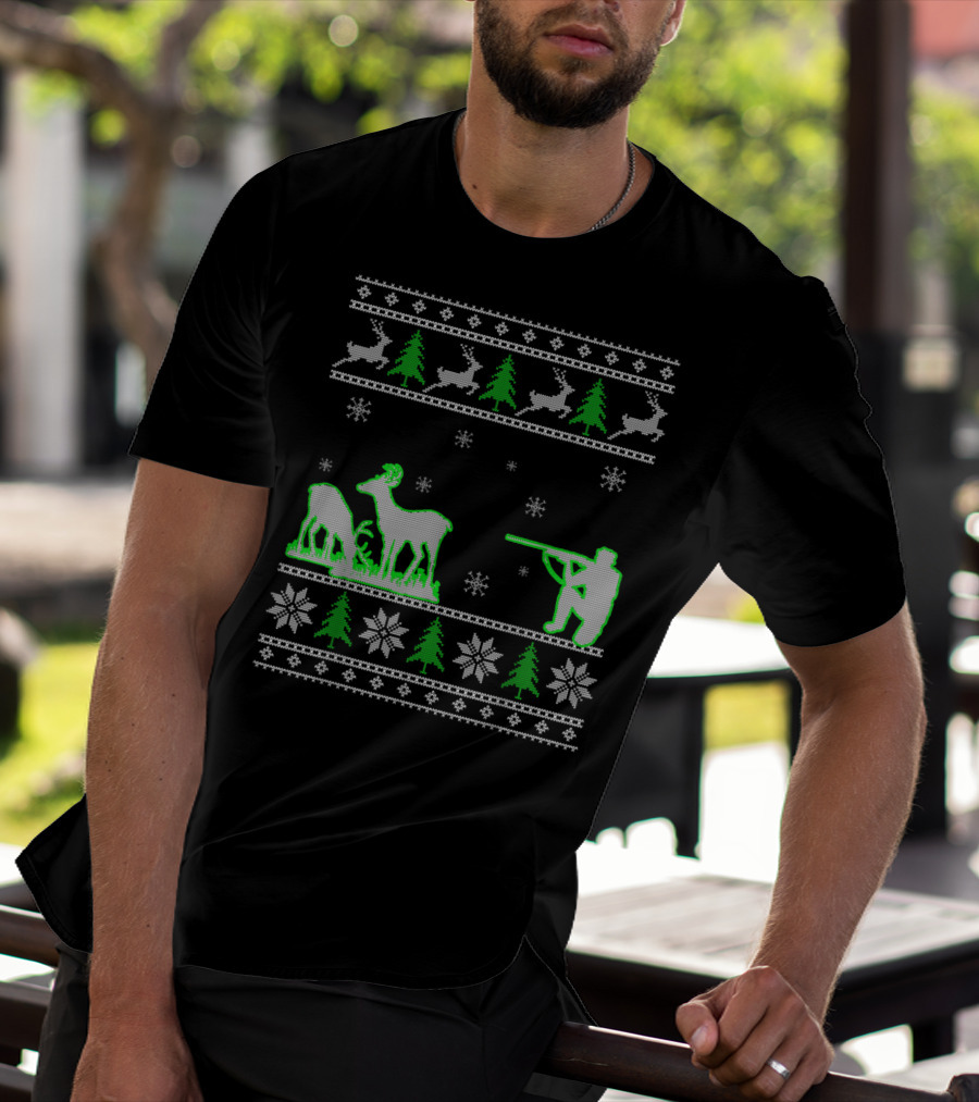 Funny Ugly Christmas Deer Hunters Holiday Hunting T-Shirt