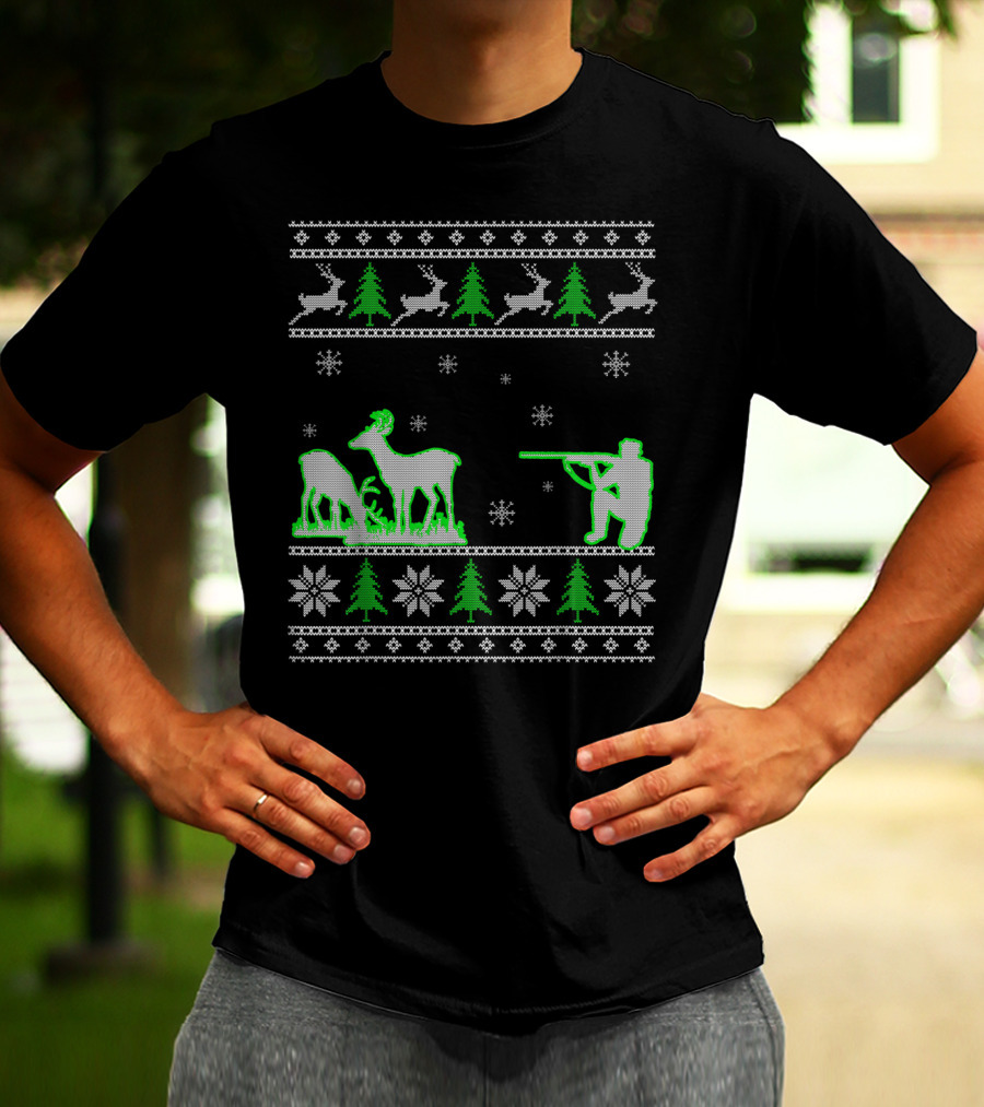 Funny Ugly Christmas Deer Hunters Holiday Hunting T-Shirt