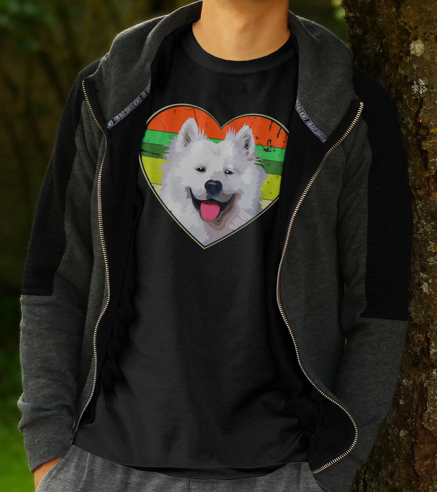 Heart American Eskimo Dog Rainbow Stripes T-Shirt