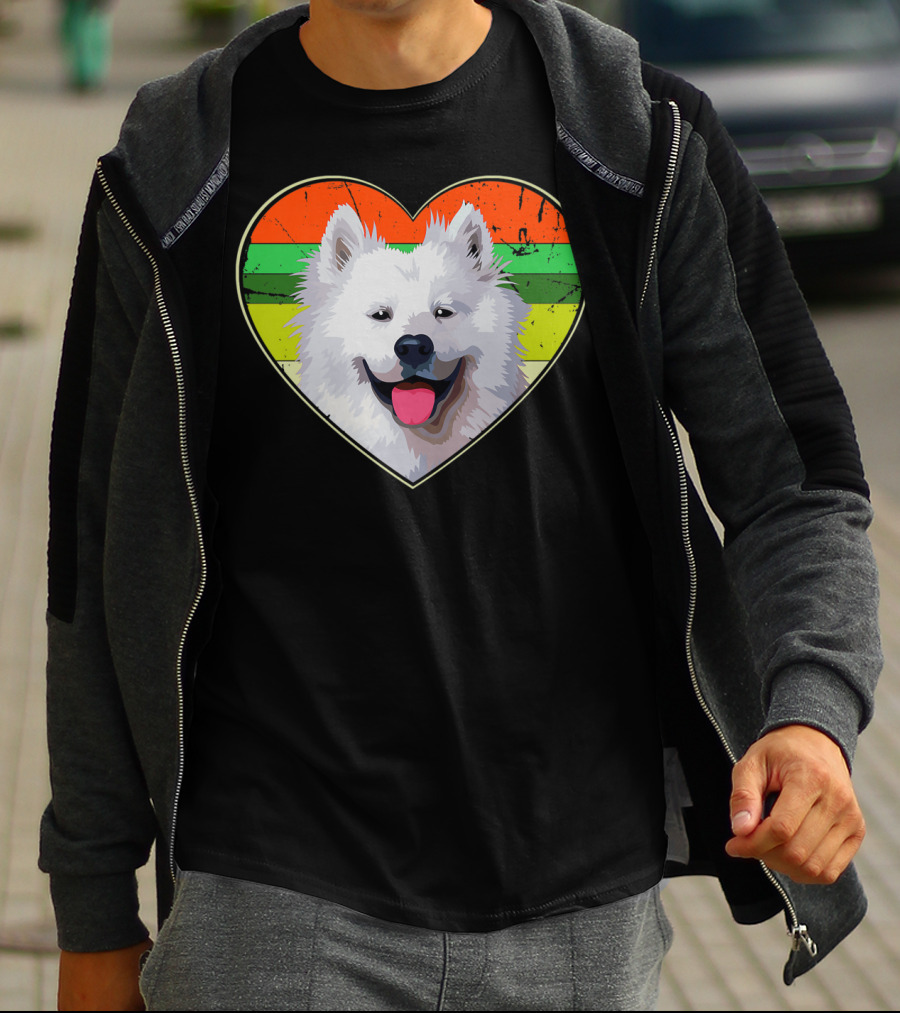Heart American Eskimo Dog Rainbow Stripes T-Shirt