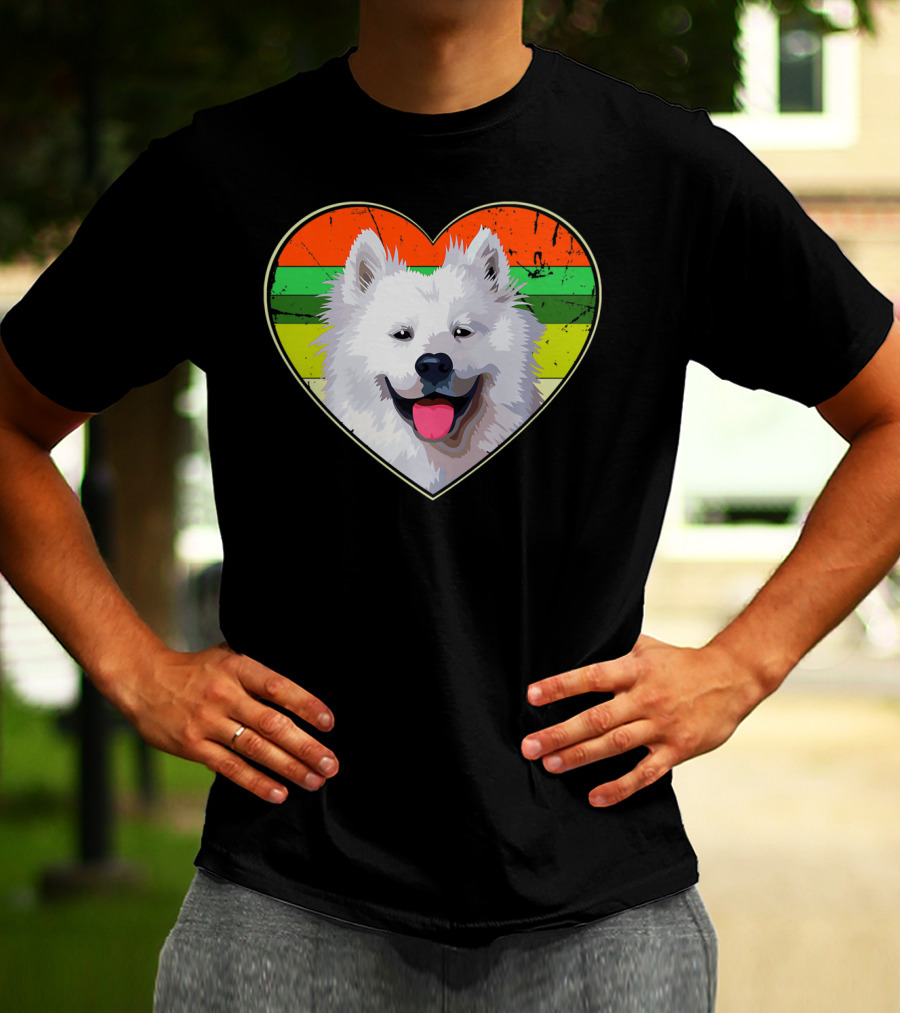 Heart American Eskimo Dog Rainbow Stripes T-Shirt