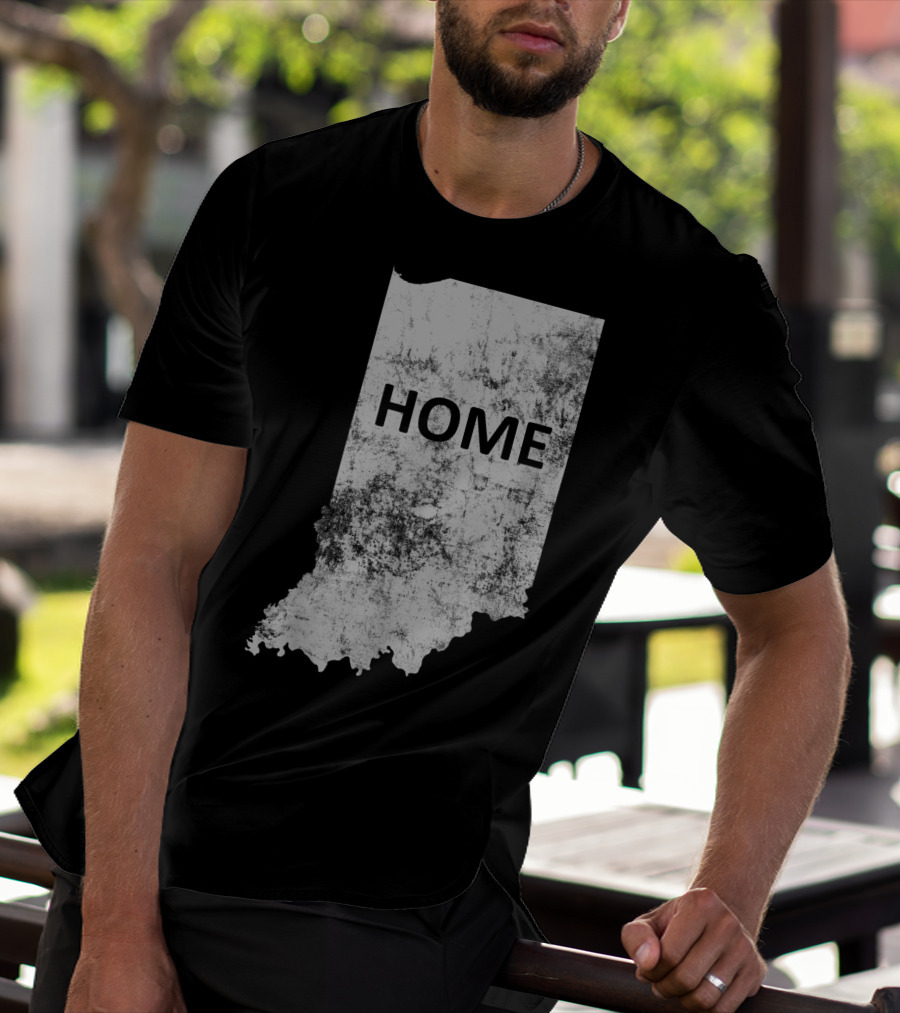 Indiana Home State Grunge Text Map T-Shirt