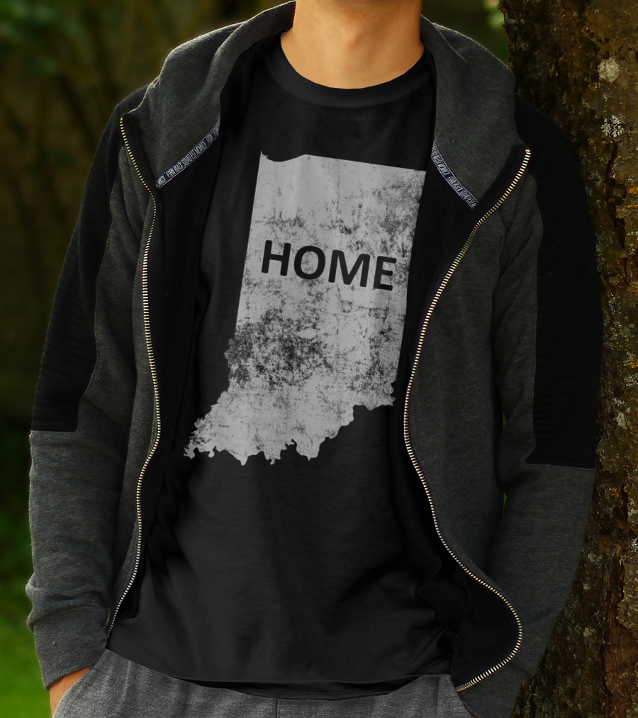 Indiana Home State Grunge Text Map T-Shirt