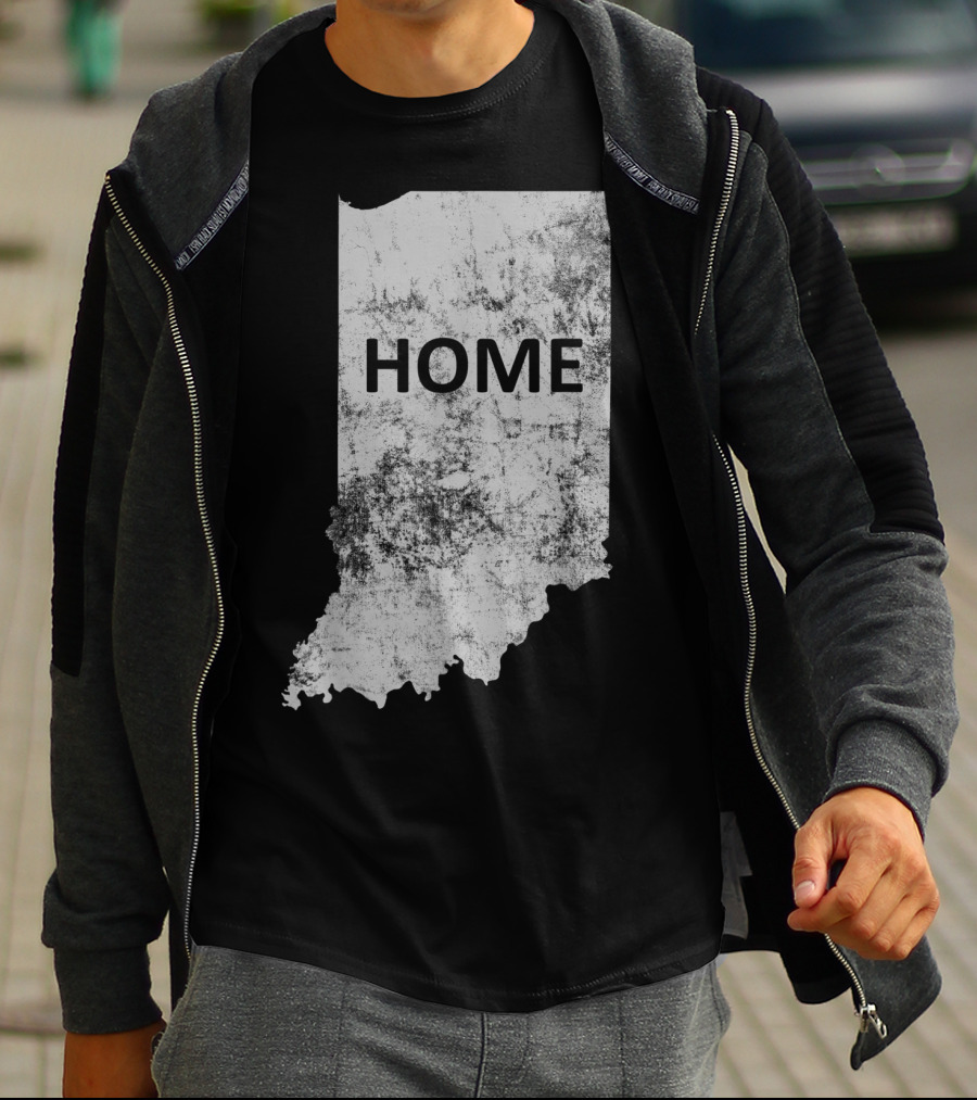 Indiana Home State Grunge Text Map T-Shirt