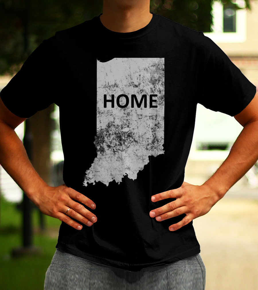 Indiana Home State Grunge Text Map T-Shirt