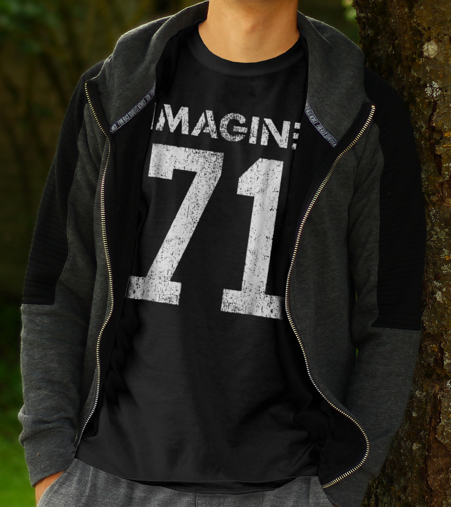 IMAGINE 71 Mens White Retro Style Shirt Sportswear T-Shirt