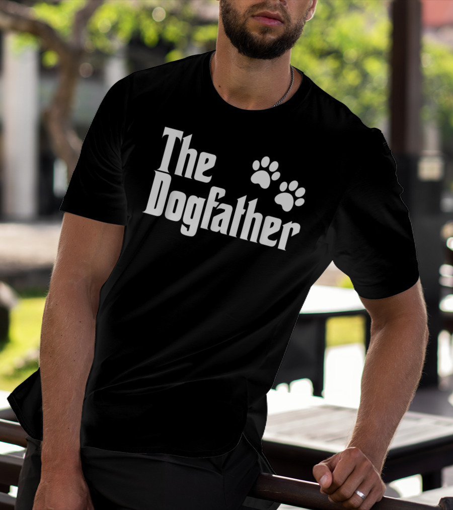 The Dogfather With Paw Prints Text T-Shirt