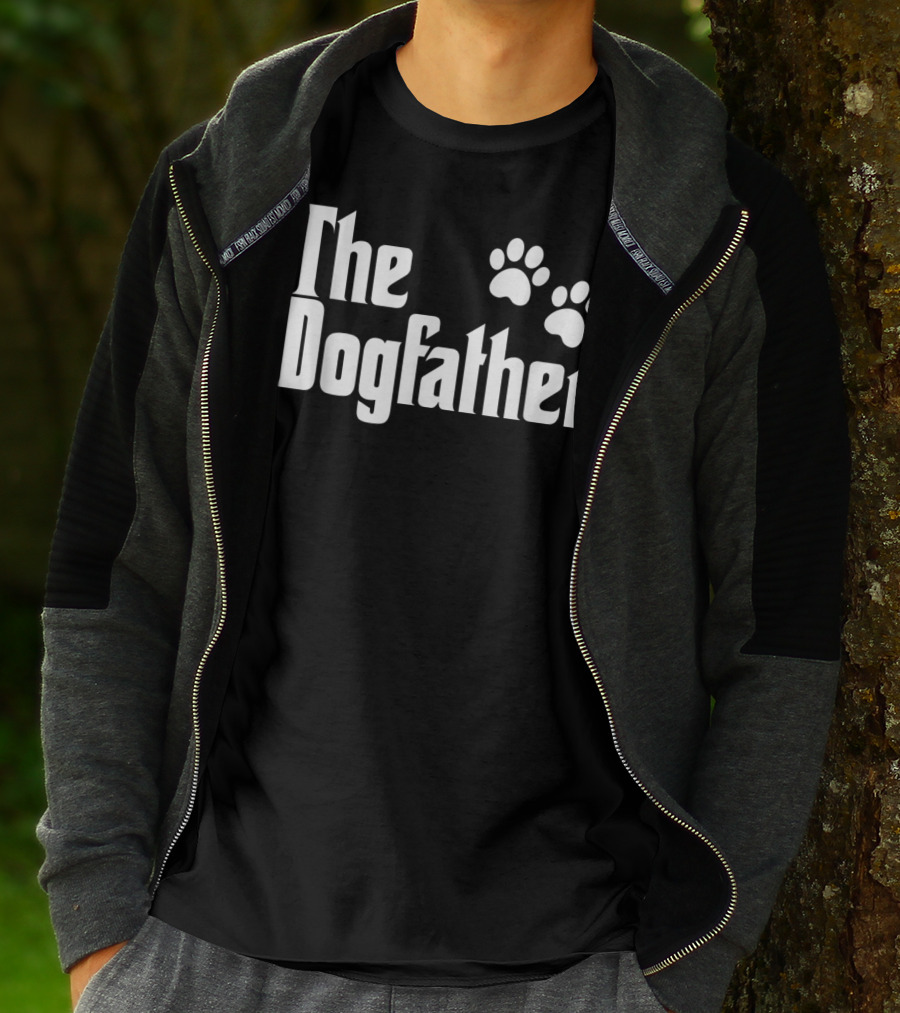 The Dogfather With Paw Prints Text T-Shirt