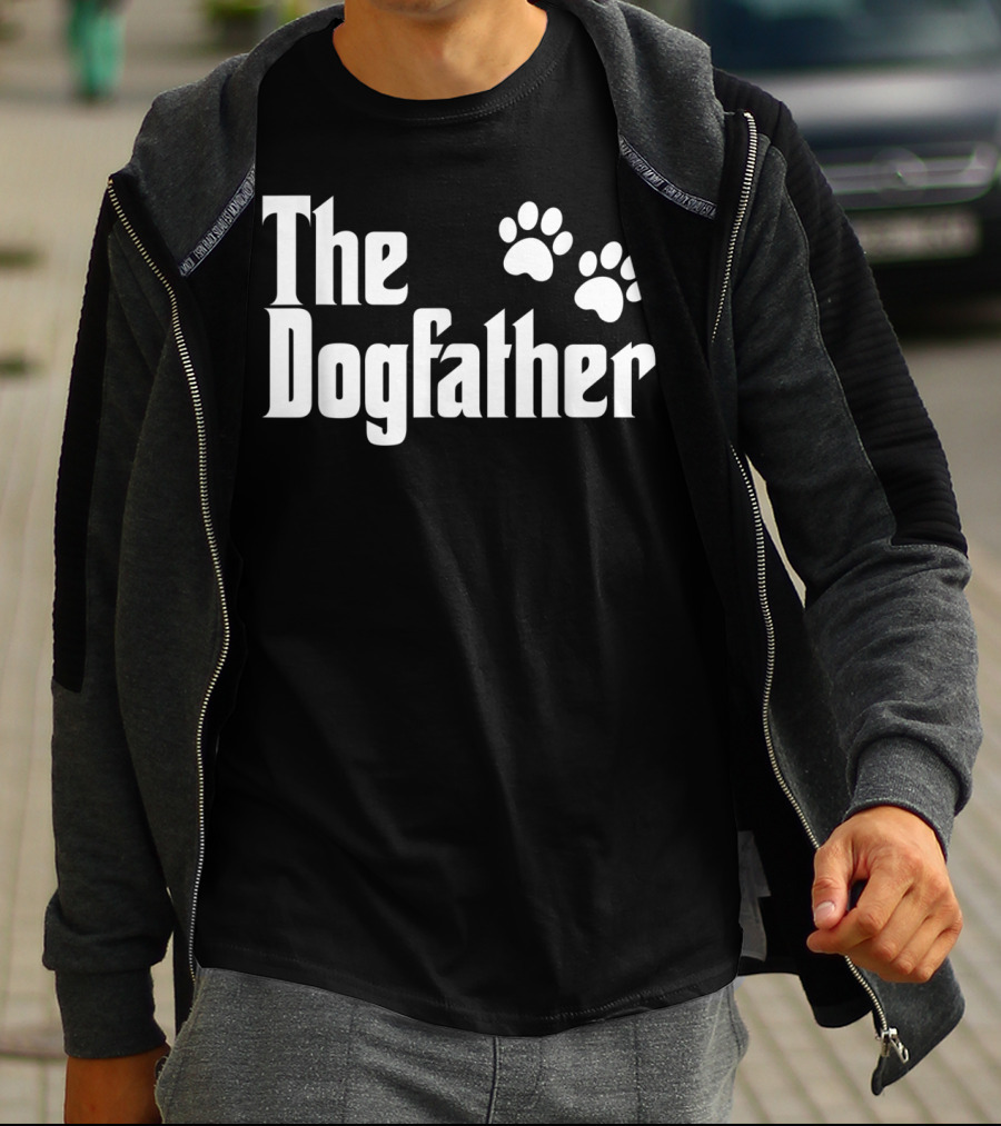 The Dogfather With Paw Prints Text T-Shirt