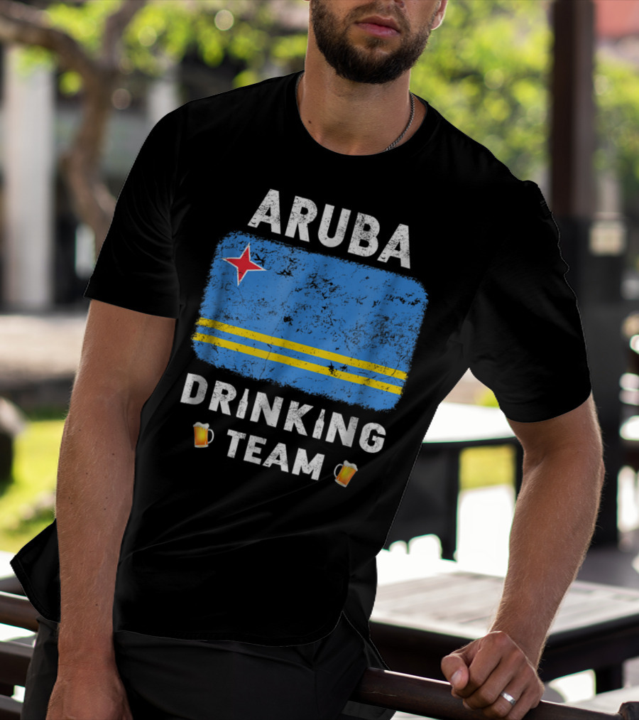 Aruba Drinking Team Country Alcohol Beer Flag And Beer Mugs T-Shirt