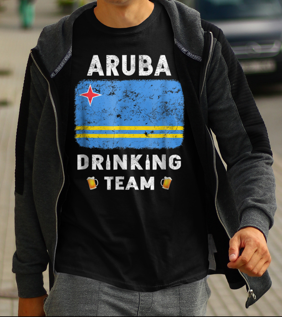 Aruba Drinking Team Country Alcohol Beer Flag And Beer Mugs T-Shirt