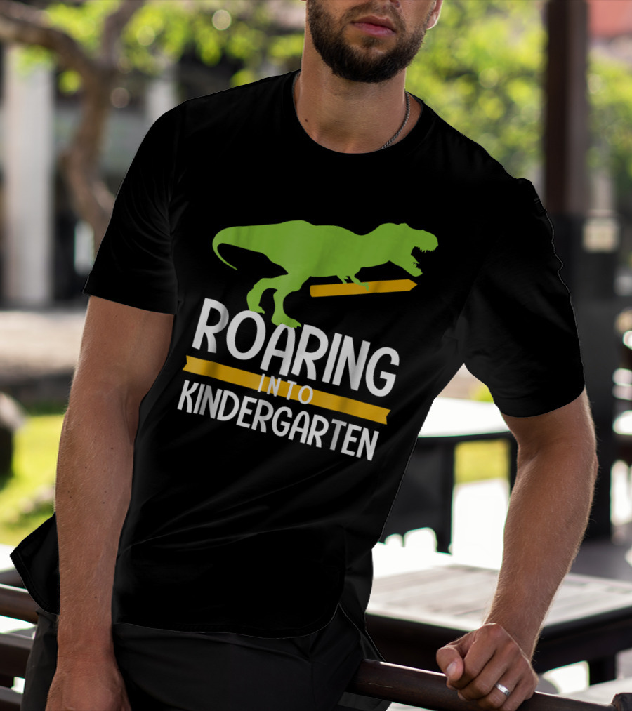 Roaring Into Kindergarten Back To School Dinosaur T-Shirt