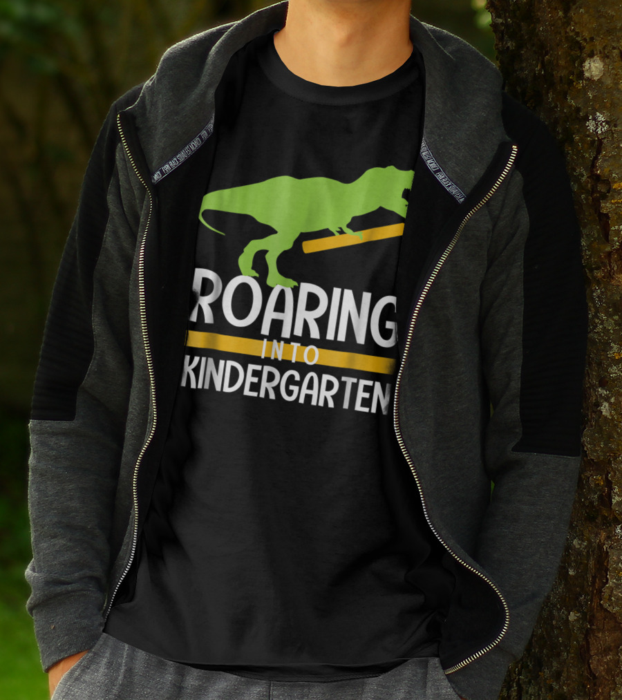 Roaring Into Kindergarten Back To School Dinosaur T-Shirt