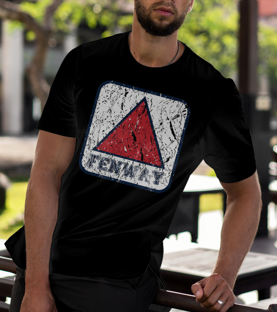 Fan Of Fenway Boston Distressed Baseball Sign Triangle T-Shirt