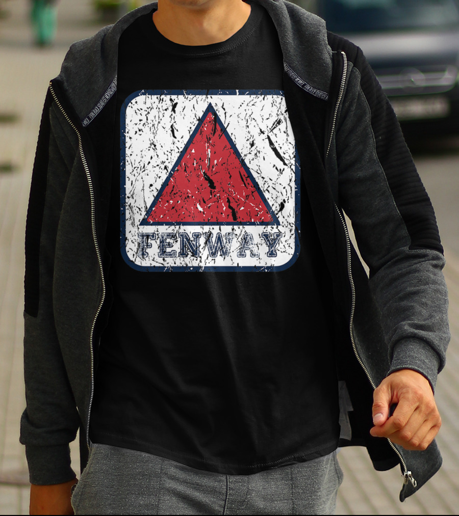 Fan Of Fenway Boston Distressed Baseball Sign Triangle T-Shirt