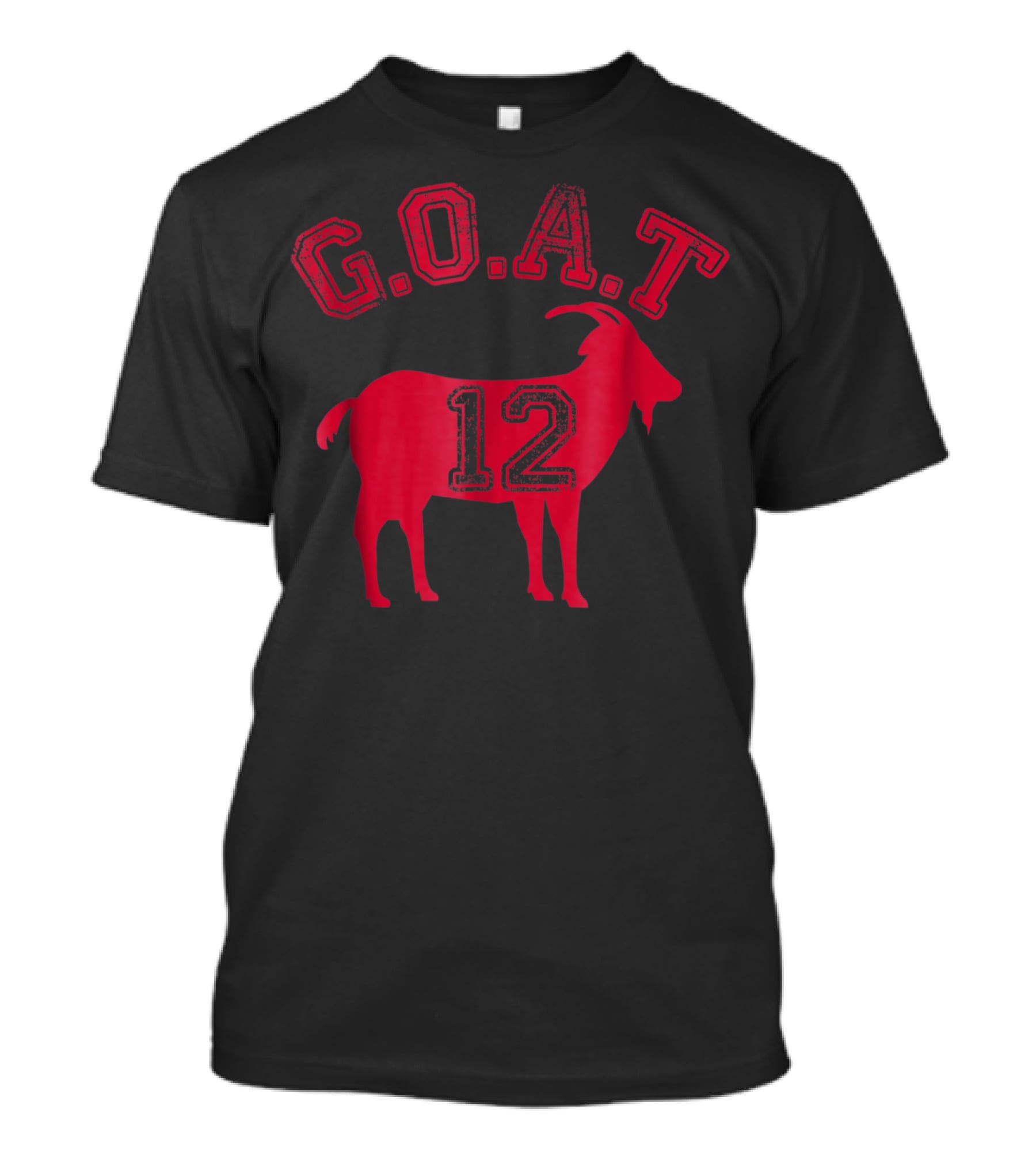 G.O.A.T 12 Greatest All Time Distressed New England Football T-Shirt