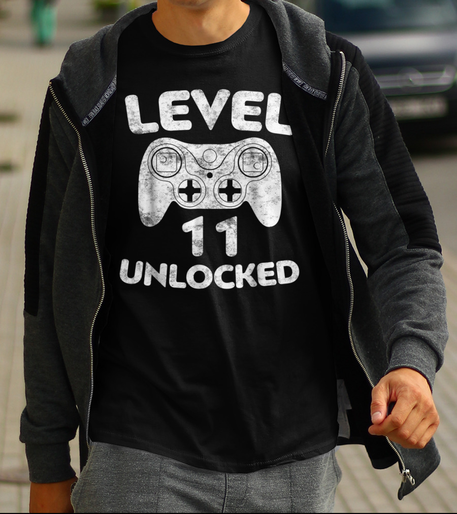 Level 11 Unlocked 11th Video Gamer Birthday With Game Controller T-Shirt