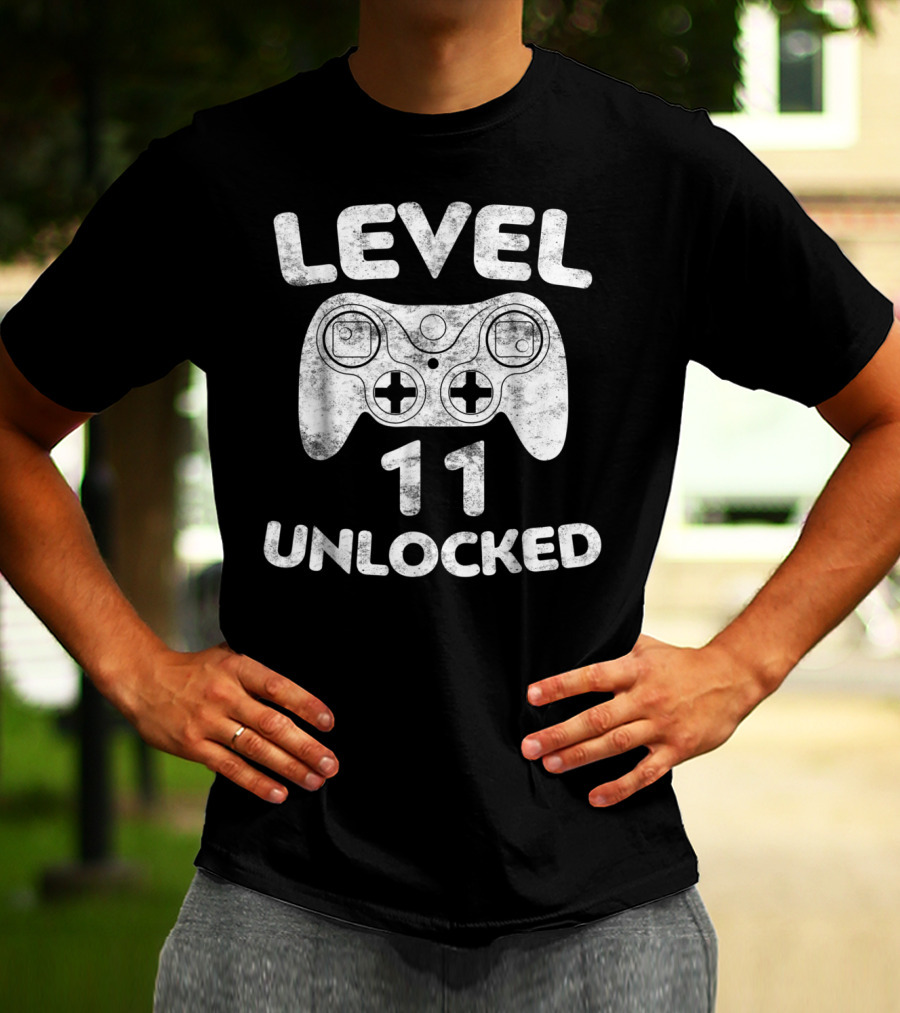 Level 11 Unlocked 11th Video Gamer Birthday With Game Controller T-Shirt
