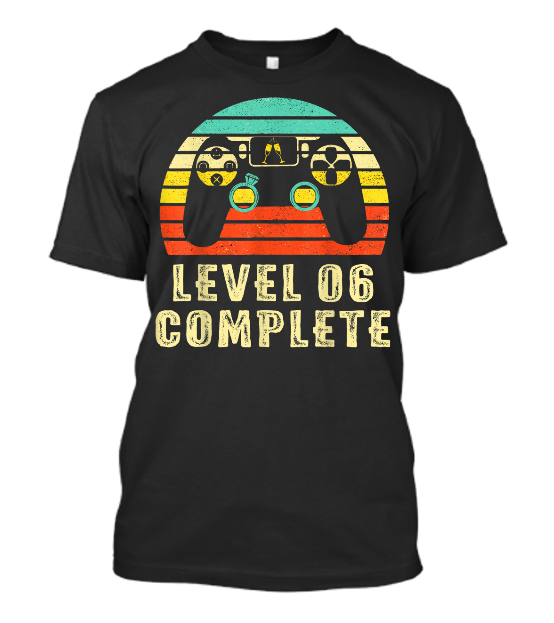 Level 06 Complete Vintage Gamer Controller Celebrate 6th Wed T-Shirt