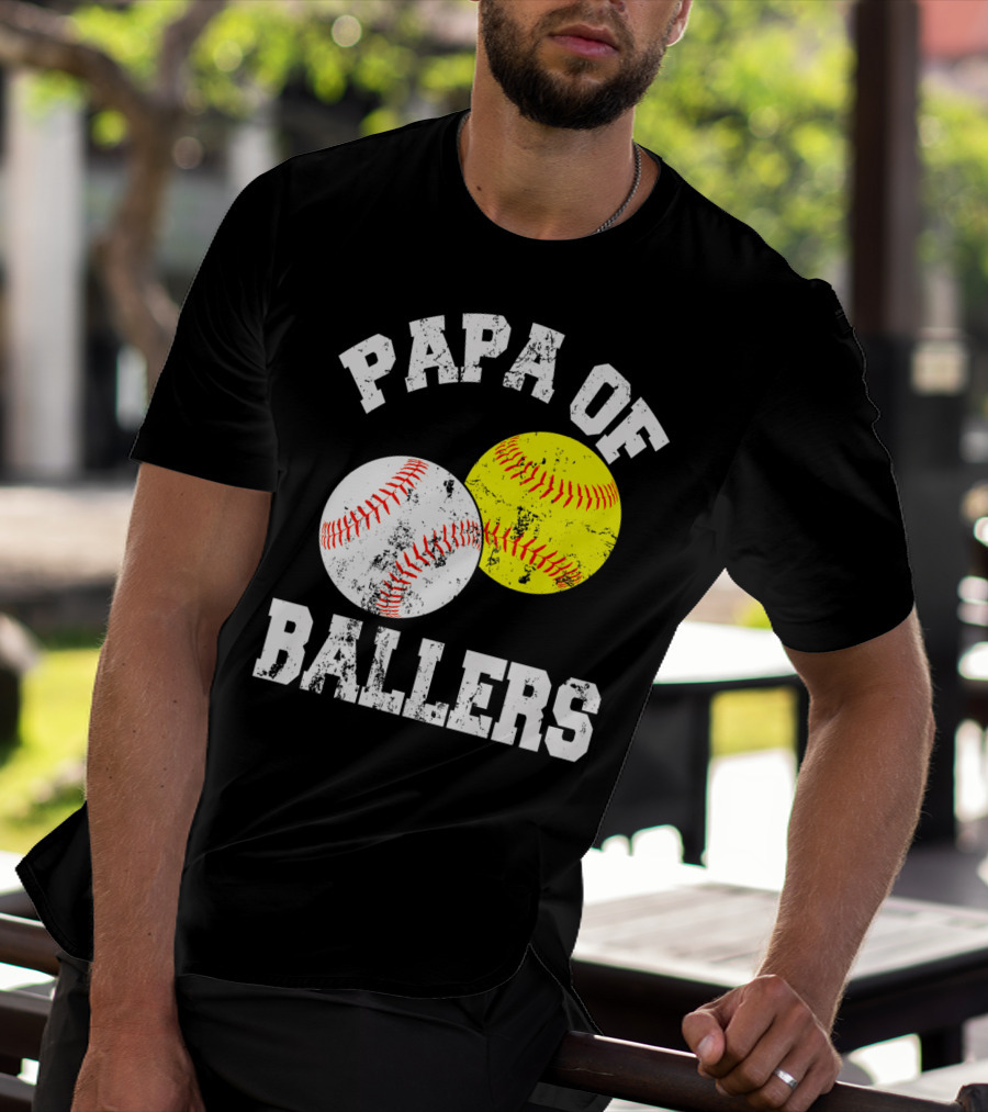 Papa Of Ballers Baseball Softball T-Shirt