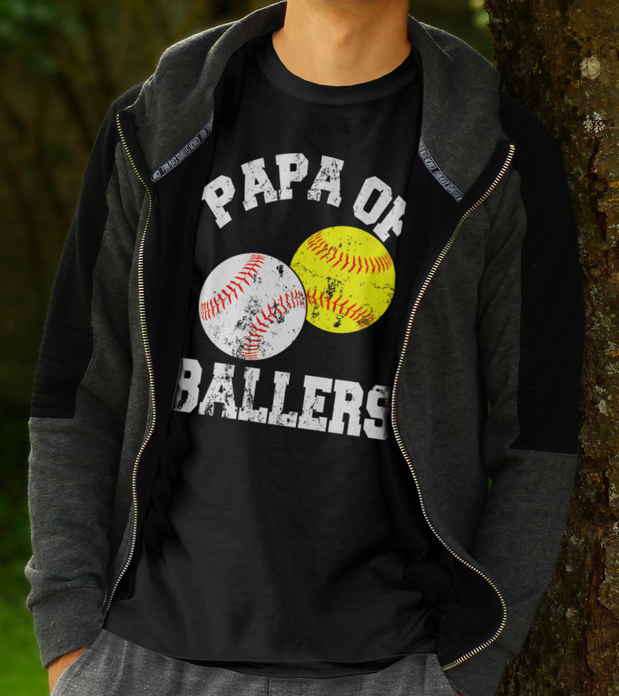 Papa Of Ballers Baseball Softball T-Shirt