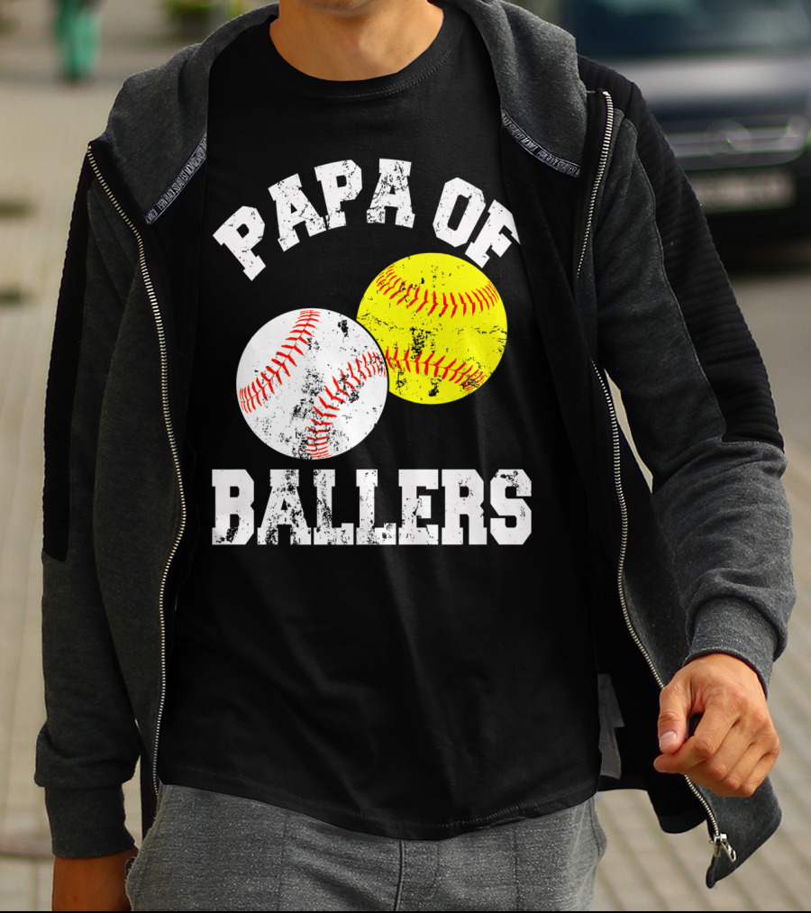 Papa Of Ballers Baseball Softball T-Shirt