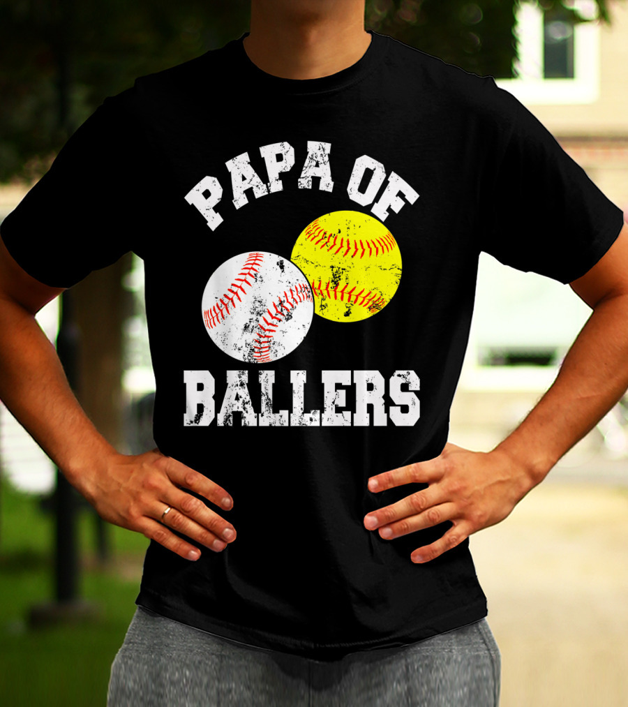 Papa Of Ballers Baseball Softball T-Shirt
