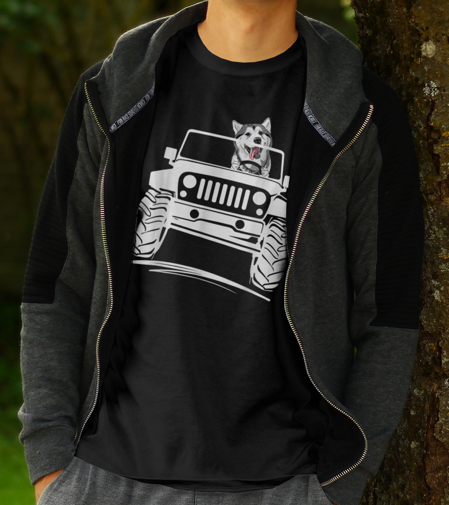 Siberian Husky Off-Road Adventure Jeep Enthusiasts T-Shirt