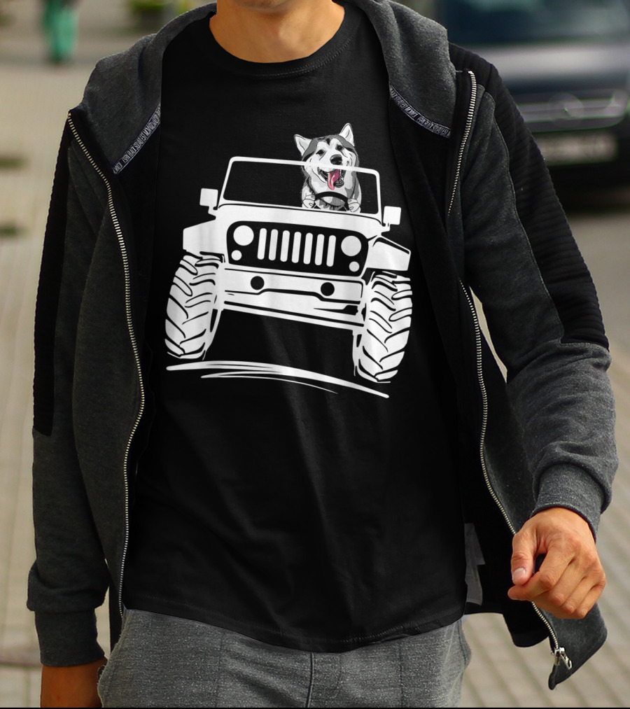 Siberian Husky Off-Road Adventure Jeep Enthusiasts T-Shirt