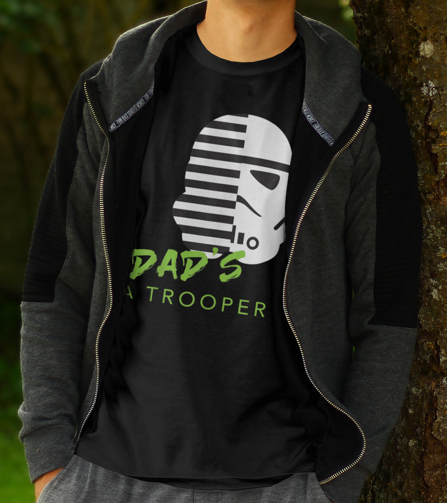 Star Wars Stormtrooper Dad's A Trooper Black And White Helmet T-Shirt