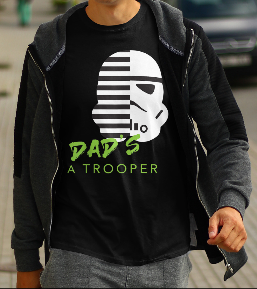 Star Wars Stormtrooper Dad's A Trooper Black And White Helmet T-Shirt
