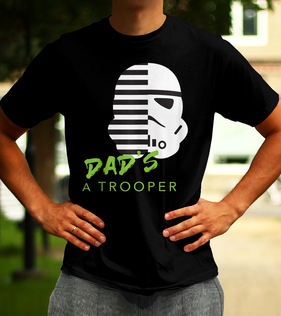 Star Wars Stormtrooper Dad's A Trooper Black And White Helmet T-Shirt