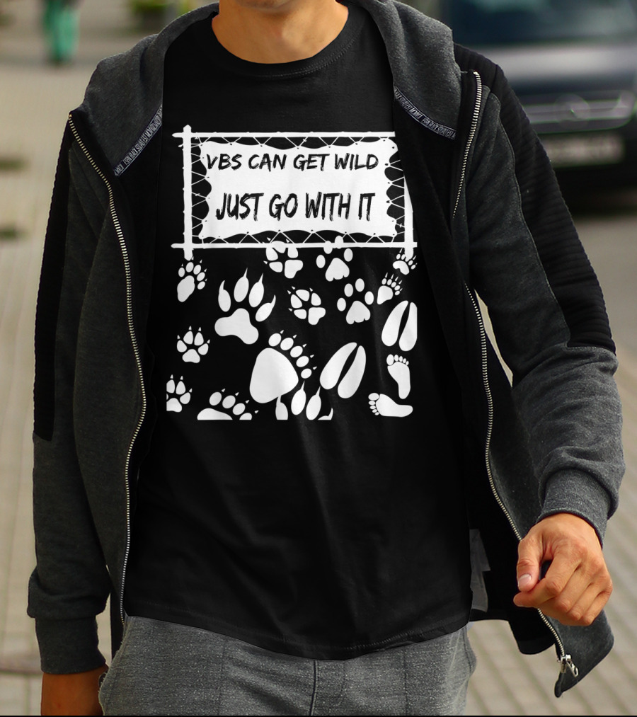 VBS Can Get Wild Just Go With It Animal Footprints Fence T-Shirt