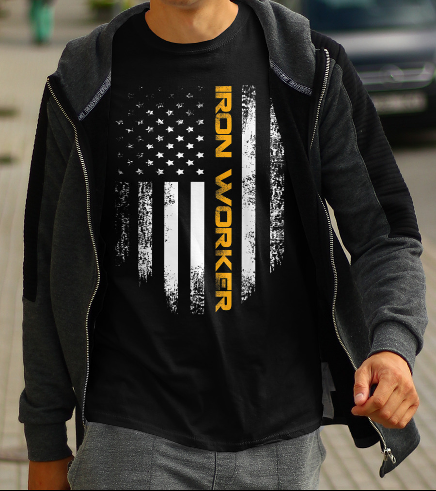 Vintage American USA Flag Iron Worker T-Shirt